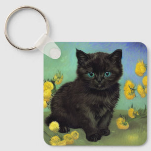 Llavero Flores amarillas de gato negro Van Gogh