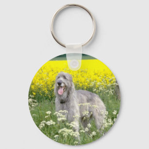 Llavero flores amarillas del wolfhound irlandés