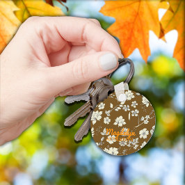 Llavero Flores antiguas nombre personal marrón antiguo