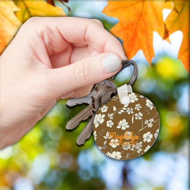 Llavero Flores antiguas nombre personal marrón antiguo (Subido por el creador)