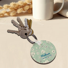 Llavero Flores antiguas Nombre personal verde antiguo