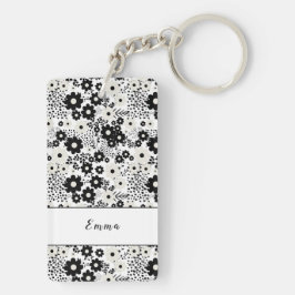 Llavero Flores beige y negra