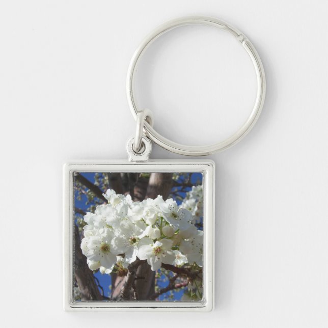 Llavero Flores blancas II Árbol de flores primavera (Frente)