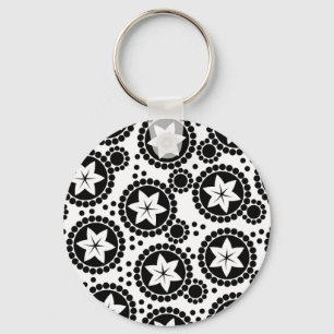 Llavero Flores blancas negras y lindas Keychain