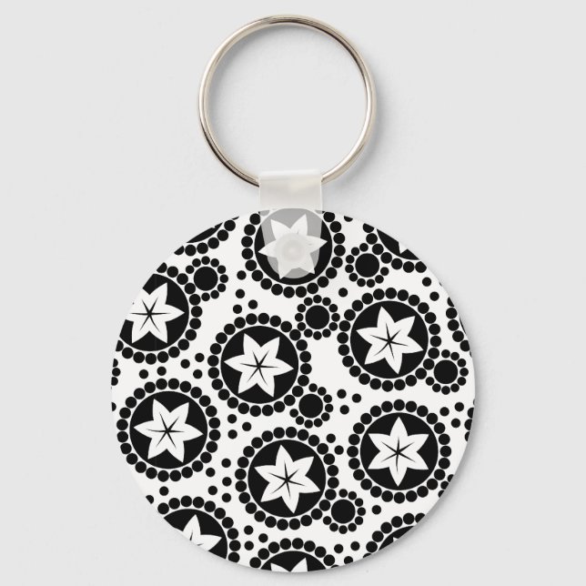 Llavero Flores blancas negras y lindas Keychain (Anverso)
