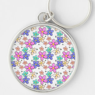 Llavero flores brillantes arcoíris coloridas abejas floral