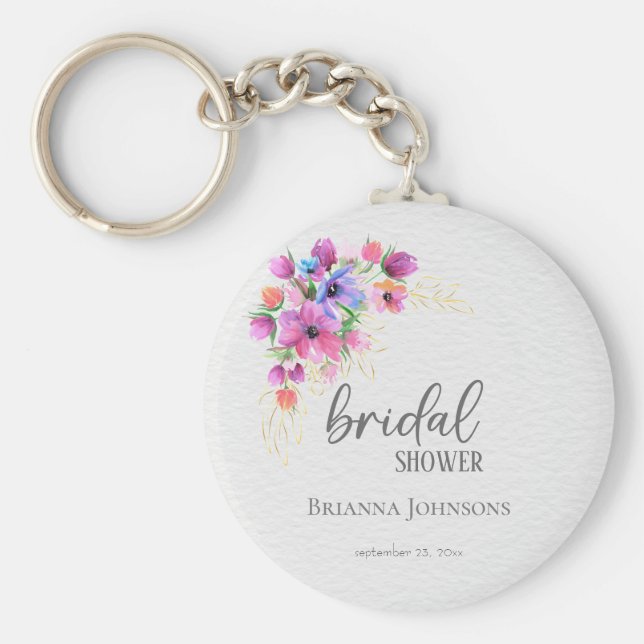 Llavero Flores Brillantes Verde Dorado Despedida de Solter (Frente)