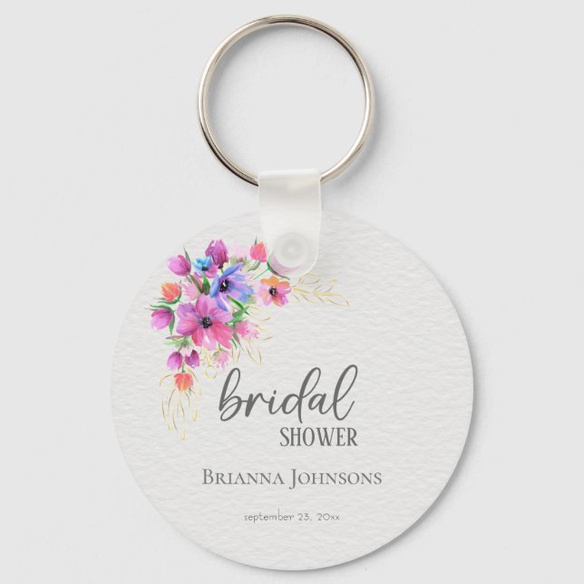 Llavero Flores brillantes Verdor Dorado Ducha Bridal (Anverso)