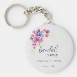 Llavero Flores brillantes Verdor Dorado Ducha Bridal