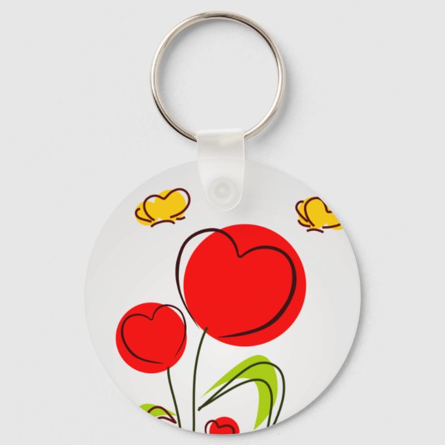 Llavero Flores con cadena de claves cardíacas (Anverso)