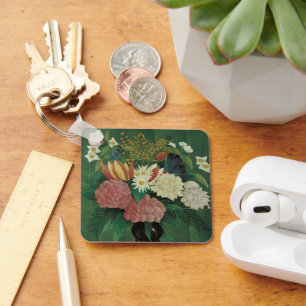 Llavero Flores con Hiedra de Henri Rousseau, Floral Vintag