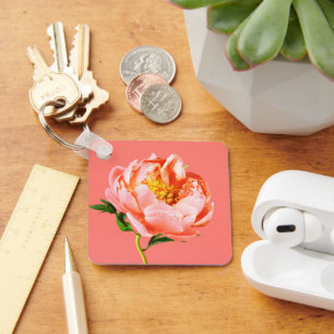 Llavero Flores   Coral Peony Blossom