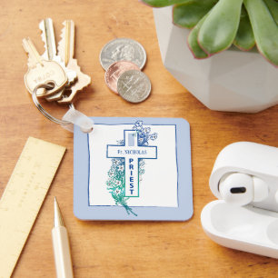 Llavero Flores cruzadas sacerdotales personalizadas