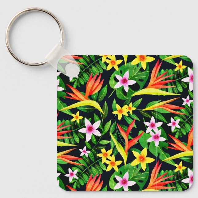 Llavero Flores De Acuarela Y Patrón Floral De Frutas-23768 (Anverso)