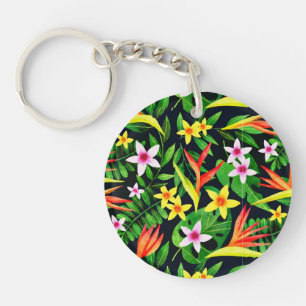 Llavero Flores De Acuarela Y Patrón Floral De Frutas-23768
