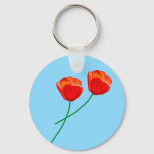 Llavero Flores de adormidera roja cielo azul