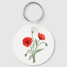 Llavero Flores de amapola rojas