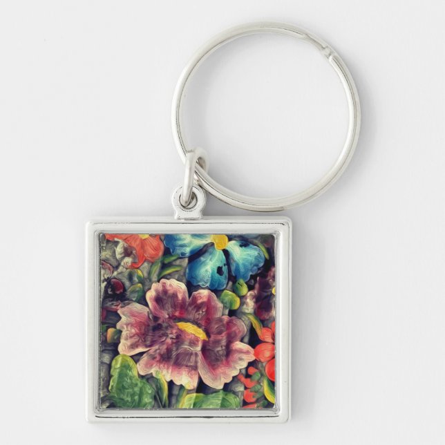 Llavero Flores de Arte Popular en Flor (Frente)