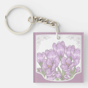 Llavero Flores de Crocus púrpura en primavera