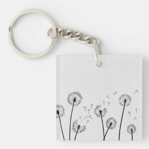 Llavero Flores de diente de león Pappus Esporas Gris