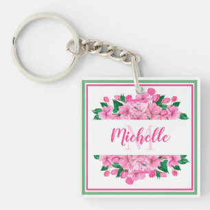 Llavero Flores de dogwood rosadas - Personalizadas