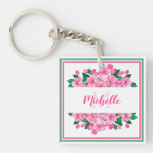 Llavero Flores de dogwood rosadas - Personalizadas
