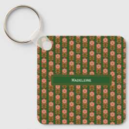 Llavero Flores de época, rosadas en presupuesto mongramado