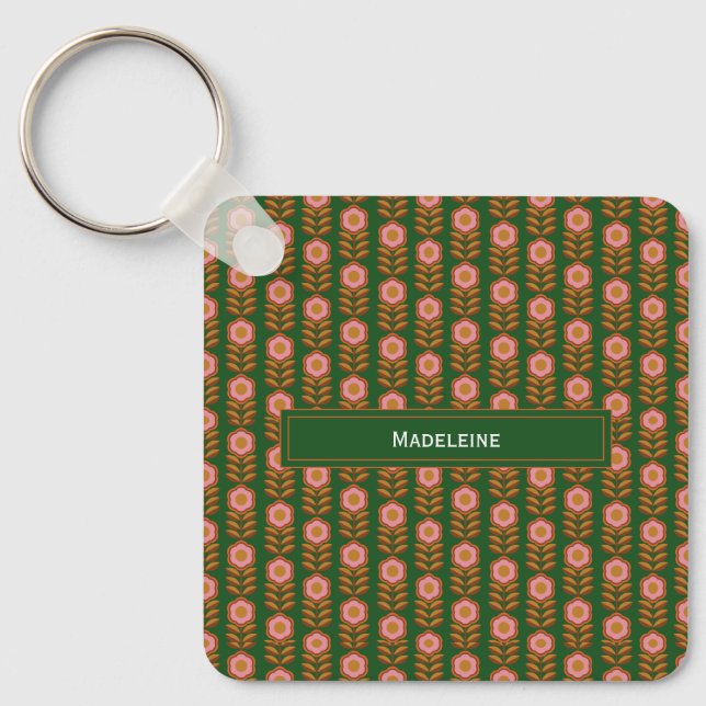 Llavero Flores de época, rosadas en presupuesto mongramado (Anverso)