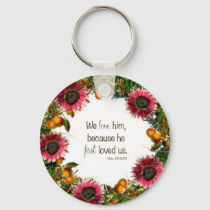 Llavero Flores de flores de flores verdes Floral Religiosa