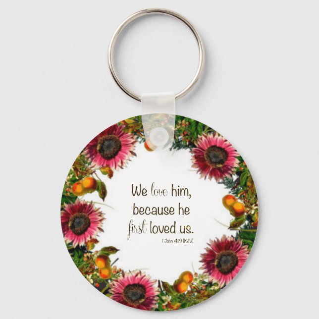 Llavero Flores de flores de flores verdes Floral Religiosa (Anverso)