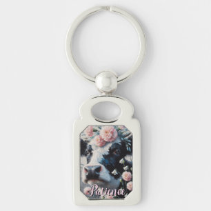 Llavero Flores de granja de vaca Holstein granja personali