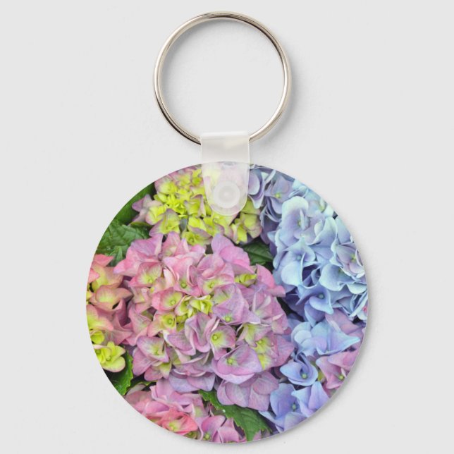 Llavero Flores de horangea coloridas (Anverso)