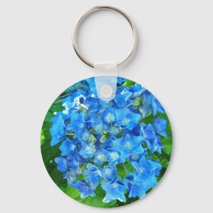 Llavero Flores de hortensias azules. Fotografía floral.