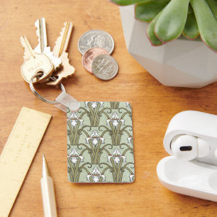 Llavero Flores de Iris Art Nouveau Vintage en un Jardín