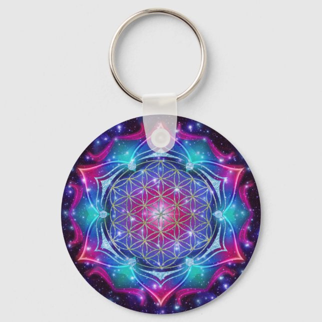Llavero FLORES DE LA VIDA/Blume des Lebens Mandala IV Squa (Anverso)