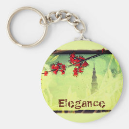 Llavero Flores de manzana y torre elegantes