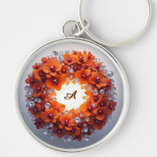 Llavero Flores de orquídea incrustadas en cristales