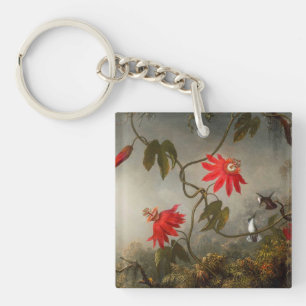 Llavero Flores de pasión con cabeza de Hummingbirds