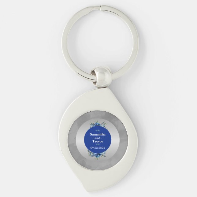 Llavero Flores de plata metálica y elegancia floral (Anverso)