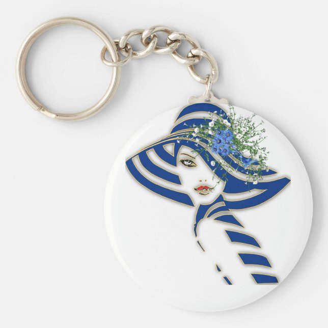 Llavero Flores de Primavera Azul Regalos de boda (Frente)