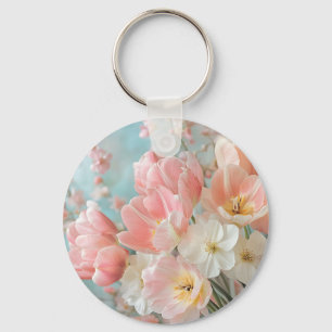 Llavero Flores de primavera de pasto suave Diseño Delicado