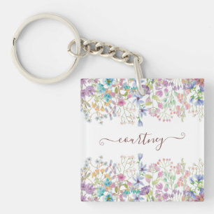 Llavero Flores de primavera en acuarela personalizadas  