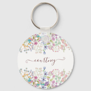 Llavero Flores de primavera personalizadas en acuarela