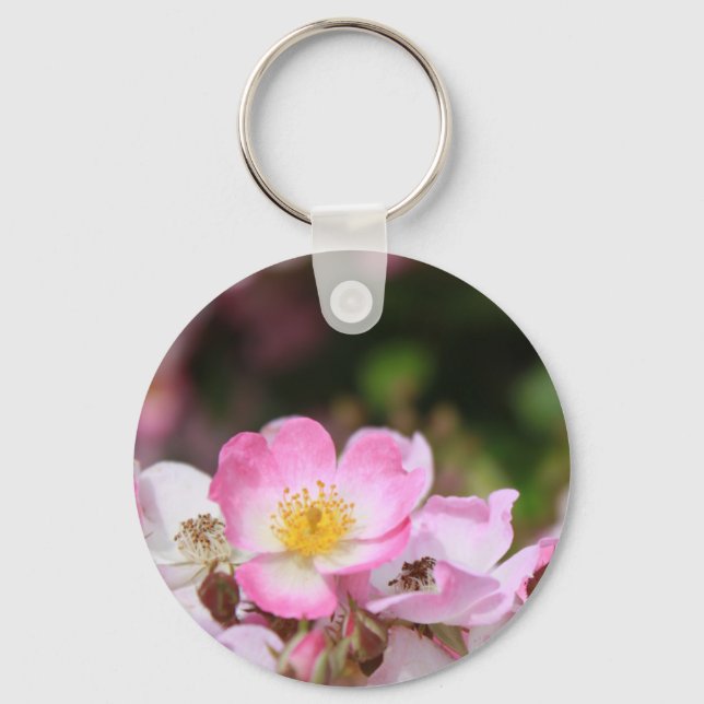 Llavero flores de rosa silvestre rosado para las mujeres (Anverso)