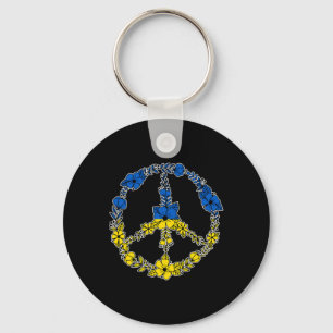 Llavero Flores de signo de paz de Ucrania en azul y amaril