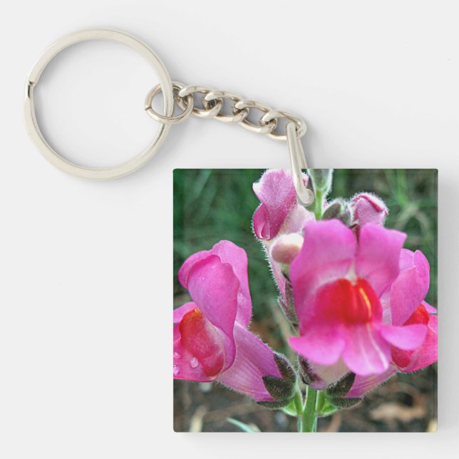 Llavero Flores de Snapdragon rosadas (Frente)