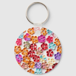 Llavero Flores de tela de coser hechas a mano de primavera