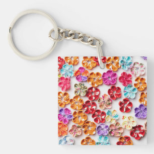Llavero Flores de tela de coser hechas a mano de primavera