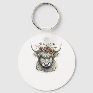 Llavero Flores de ternera de vaca cortada Ilustracion mano