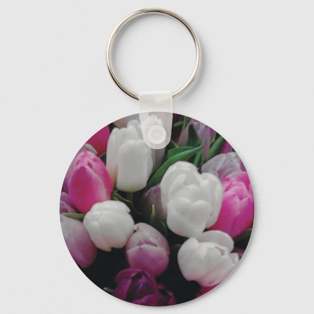 Llavero Flores de tulipán personalizado de la cadena de fo (Anverso)